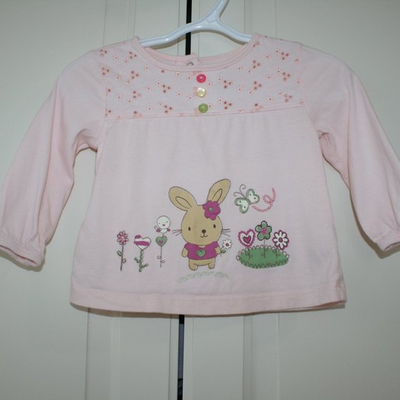 5/$20 Baby girl long t-shirt bunny 6-12 months - Picture 3 of 13